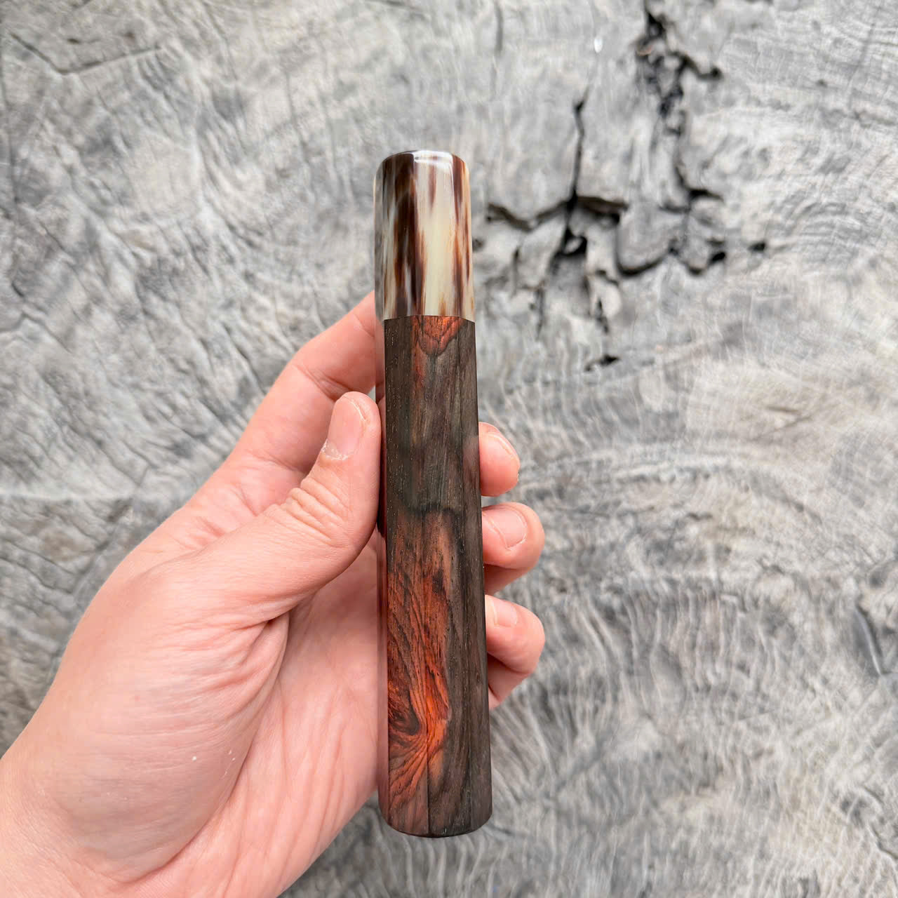 I - 19 Siamese Rosewood Wa handle, Marble horn ferrule,  145 mm handle