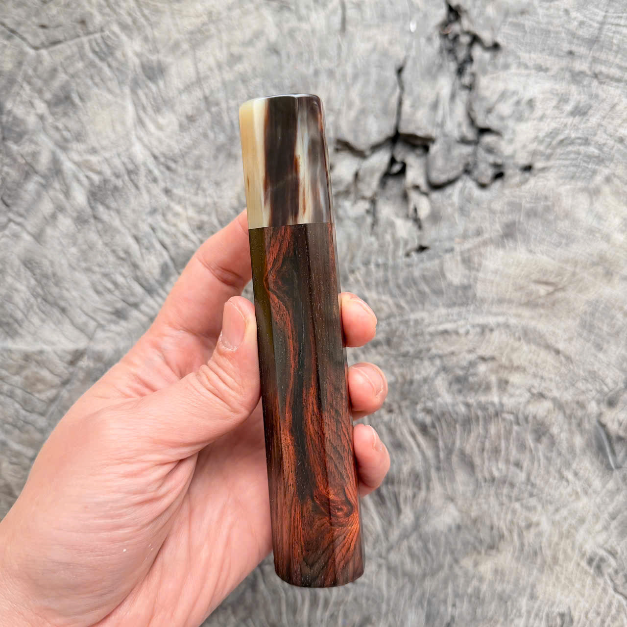 I - 19 Siamese Rosewood Wa handle, Marble horn ferrule,  145 mm handle