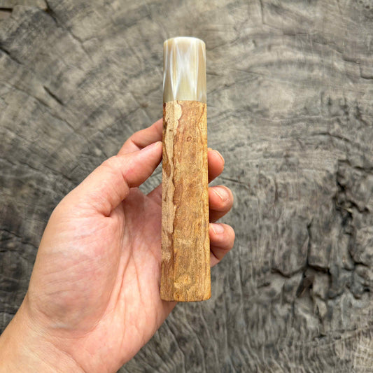 I - Special Huanghuali wood  Wa handle, Ivory horn ferrule, 145 mm handle