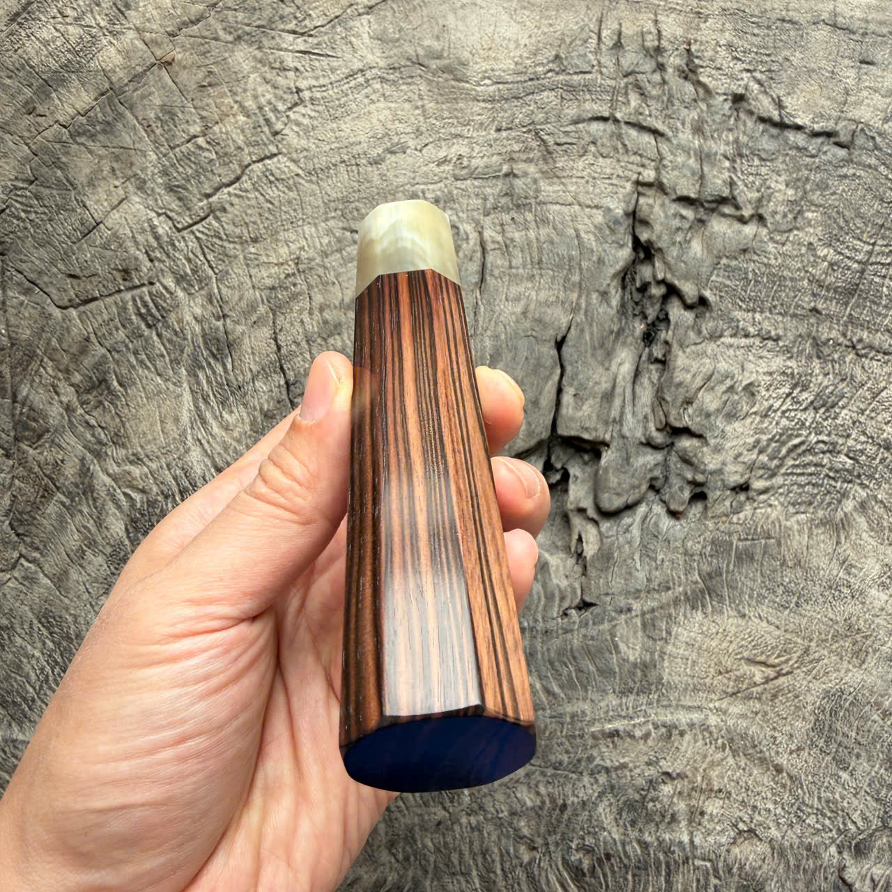 I - 10 Macassar ebony Wa handle, Cream Horn Ferrule- 145 mm