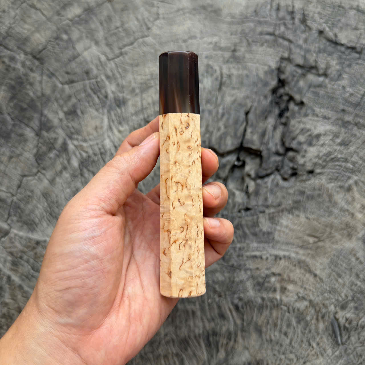 I- 5 Karelian Birch  Wa handle Wa handle, Chocolate Horn Ferrule, 135mm handle
