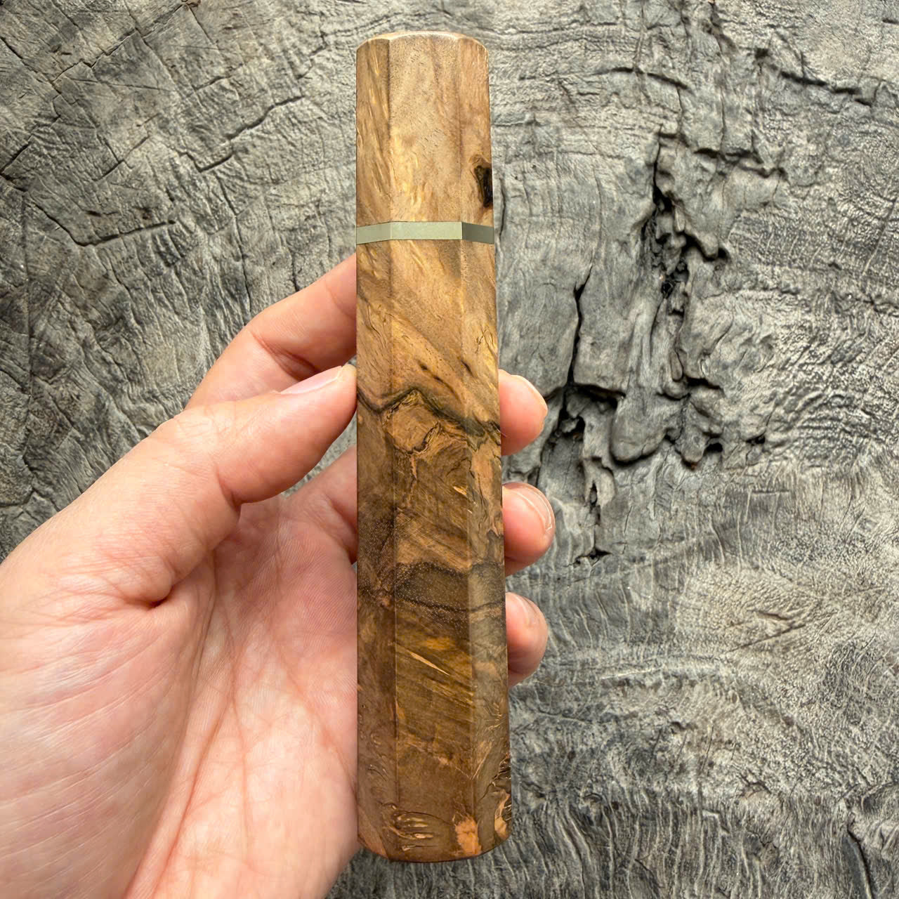 I - Rare Ebony Burl Wa handle, Nickel Spacer - 145 mm