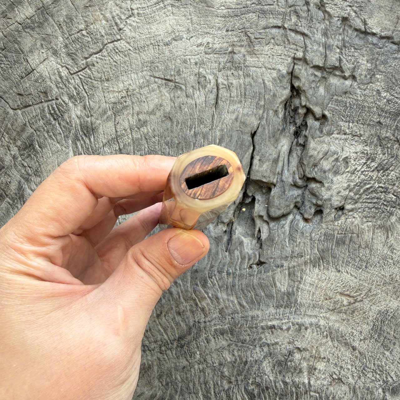 I- 14 Japanese Tamamoku Cedar (Rich oil) Wa handle, Marble Horn Ferrule - 135mm