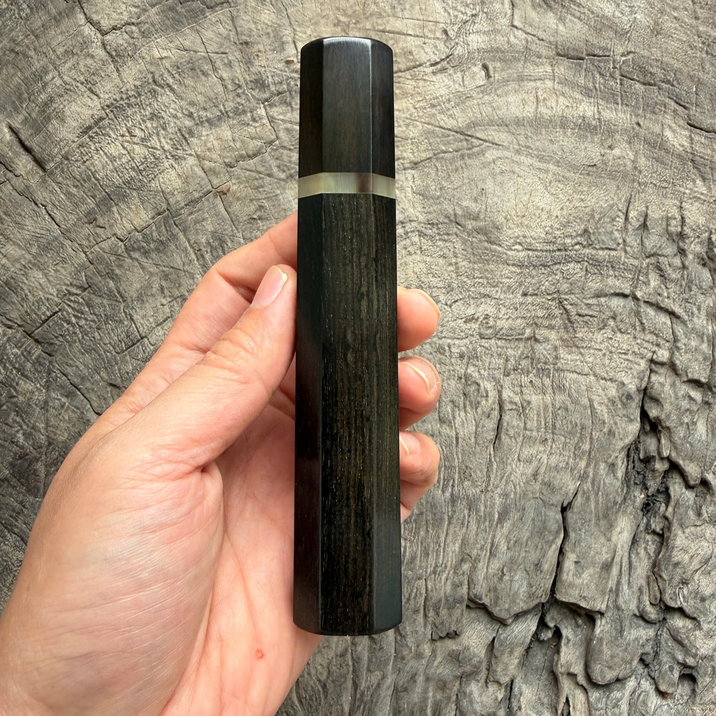 I -  Ebony Wa handle, Ebony ferrule with Marble horn Spacer- 145 mm