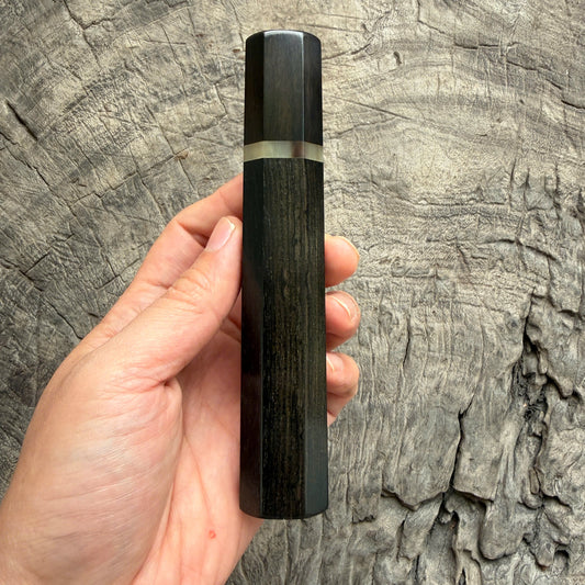 I -  Ebony Wa handle, Ebony ferrule with Marble horn Spacer- 145 mm