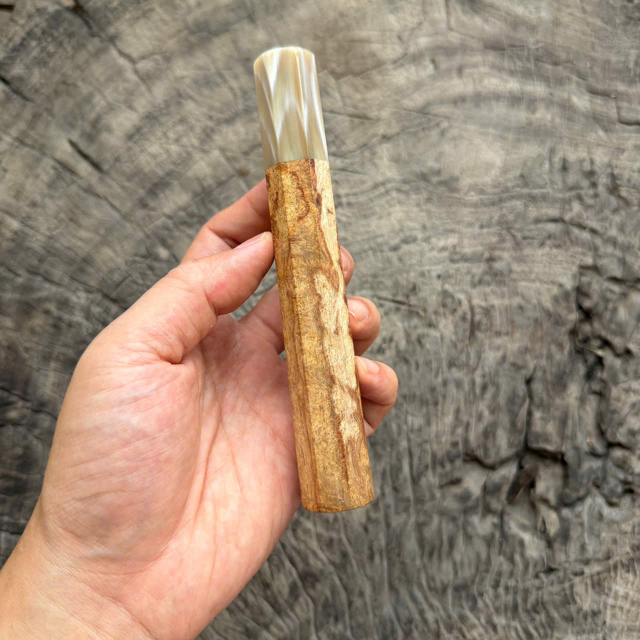 I - Special Huanghuali wood  Wa handle, Ivory horn ferrule, 145 mm handle