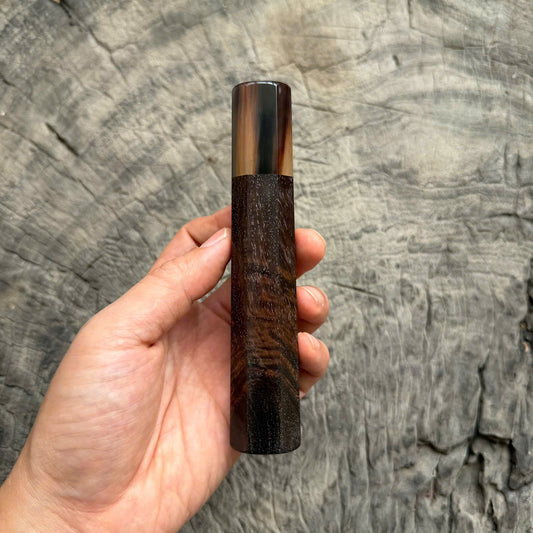 I - Cool Quilted Dark Siamese Rosewood  Wa handle, Marble horn ferrule, 140mm