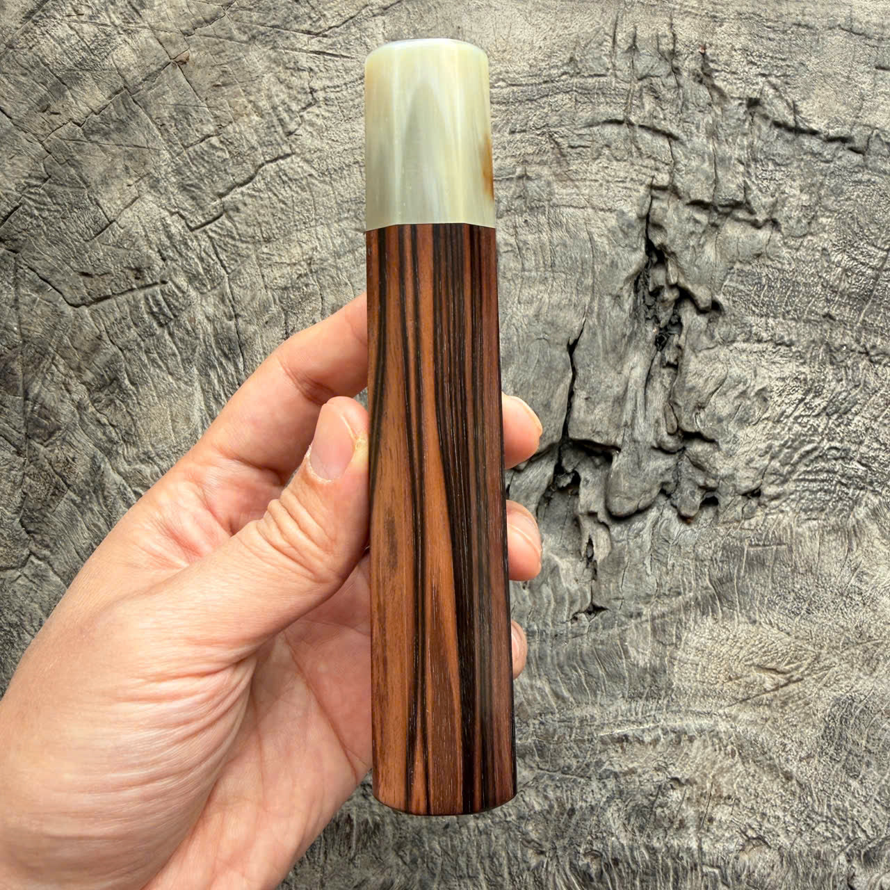 I - 10 Macassar ebony Wa handle, Cream Horn Ferrule- 145 mm