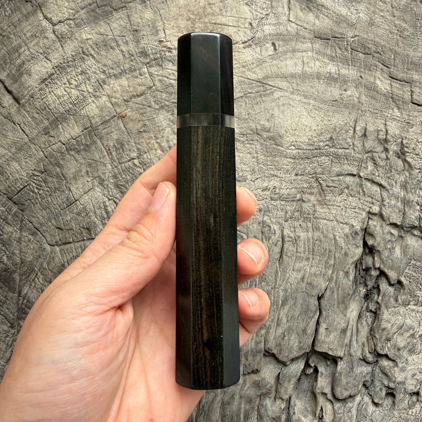 I -  Ebony Wa handle, Ebony ferrule with Marble horn Spacer- 145 mm