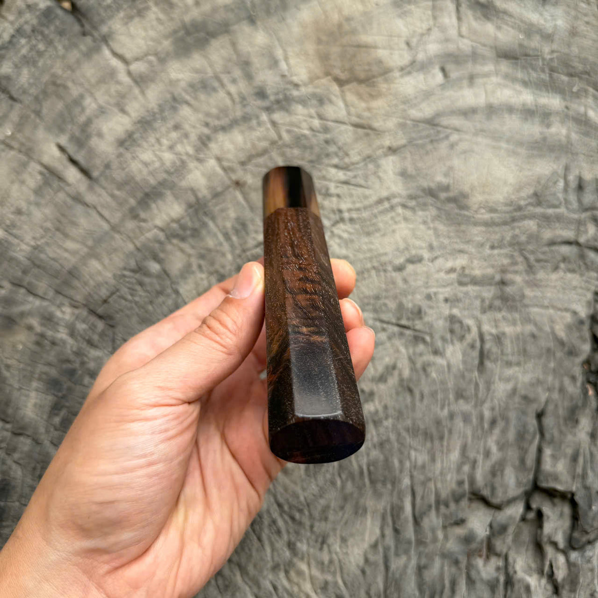 I - Cool Quilted Dark Siamese Rosewood  Wa handle, Marble horn ferrule, 140mm