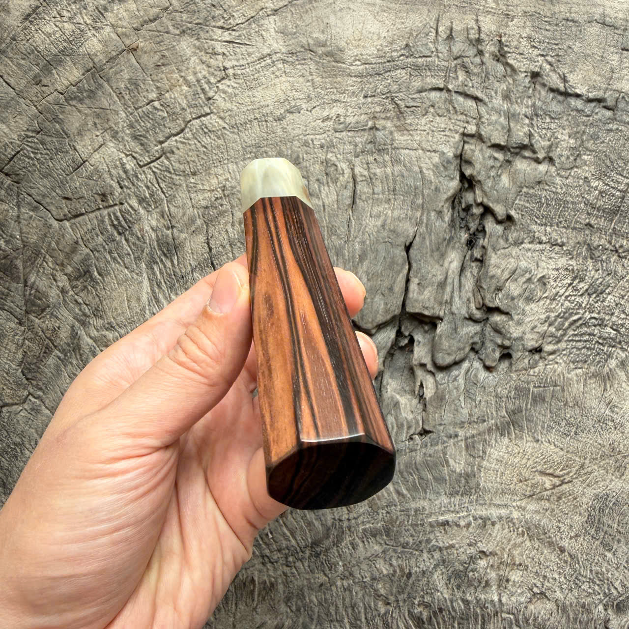 I - 10 Macassar ebony Wa handle, Cream Horn Ferrule- 145 mm