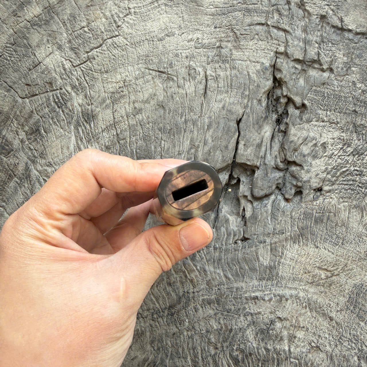 I - 16 Japanese Tamamoku Cedar  Wa handle, Dark Marble Horn Ferrule - 140mm