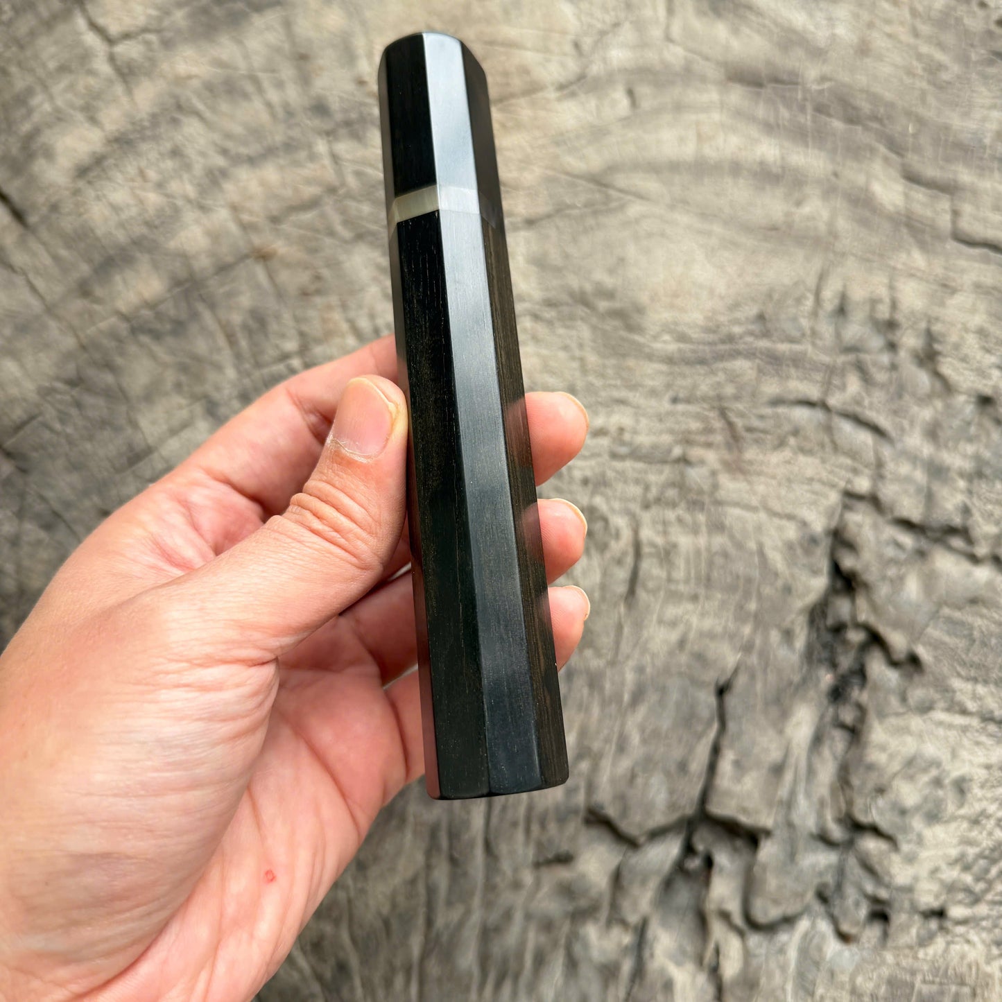 I -  Ebony Wa handle, Ebony ferrule with Marble horn Spacer- 145 mm