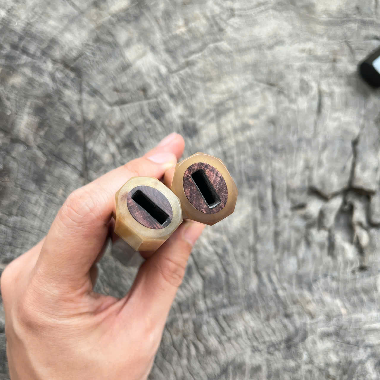 I - Set of last curly purple Siam Rosewood Wa handle, White Horn Ferrule, 135 & 145mm