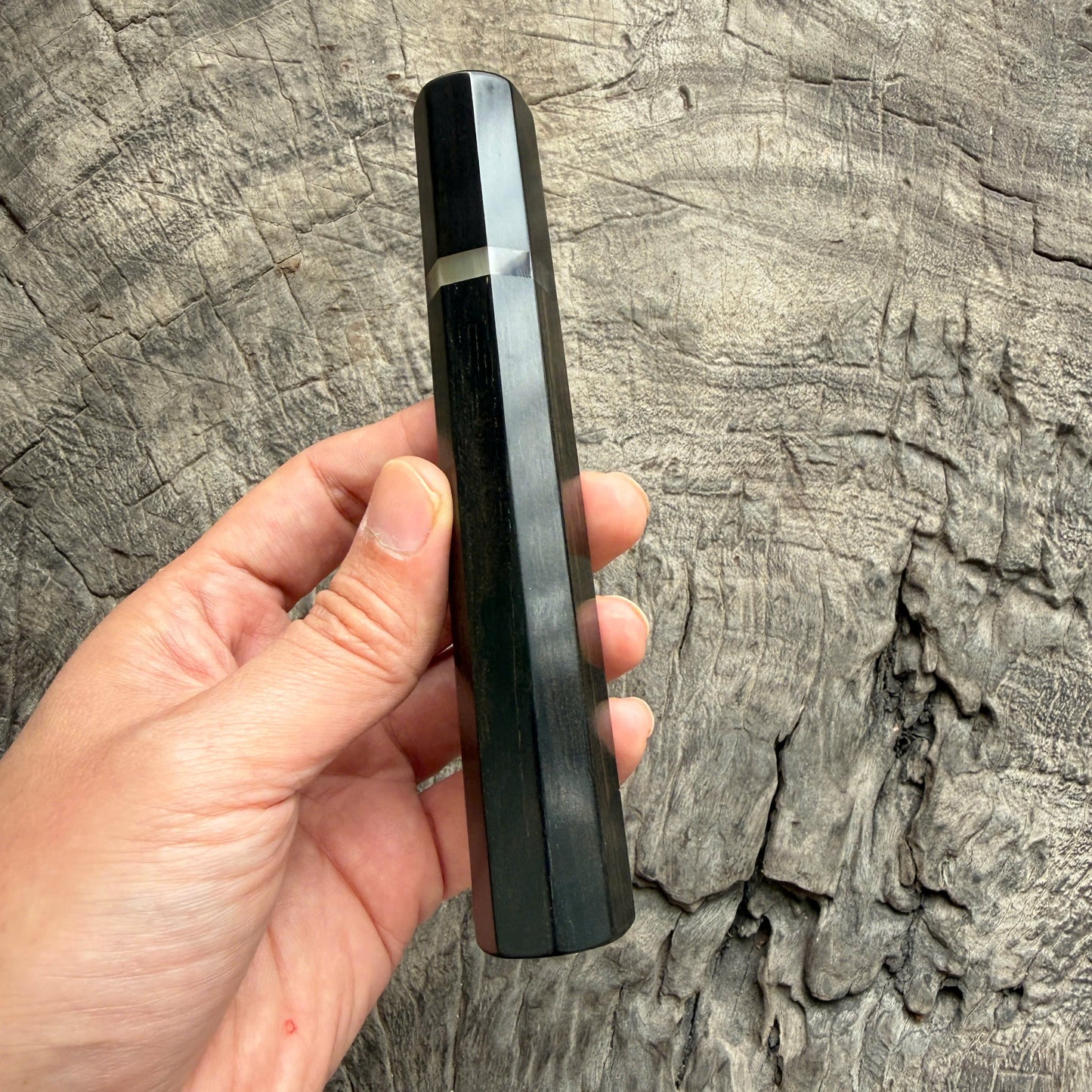 I -  Ebony Wa handle, Ebony ferrule with Marble horn Spacer- 145 mm