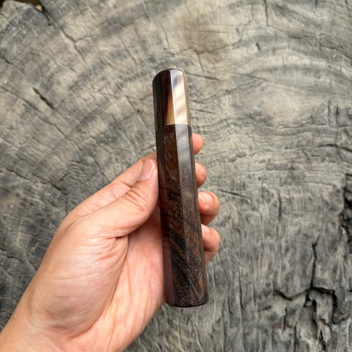 I - Cool Quilted Dark Siamese Rosewood  Wa handle, Marble horn ferrule, 140mm