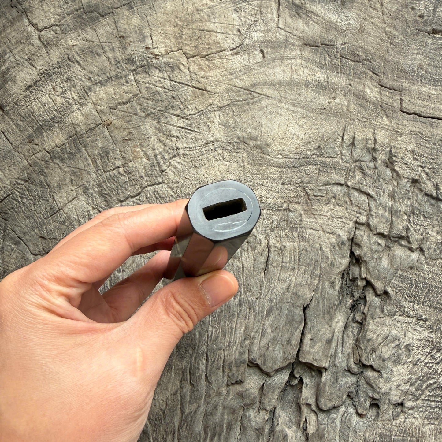 I -  Ebony Wa handle, Ebony ferrule with Marble horn Spacer- 145 mm