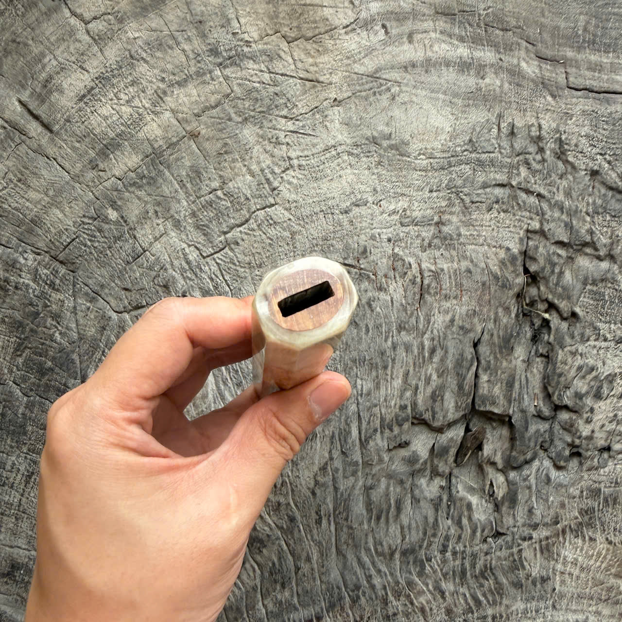 I - Special Huanghuali wood  Wa handle, Ivory horn ferrule, 145 mm handle
