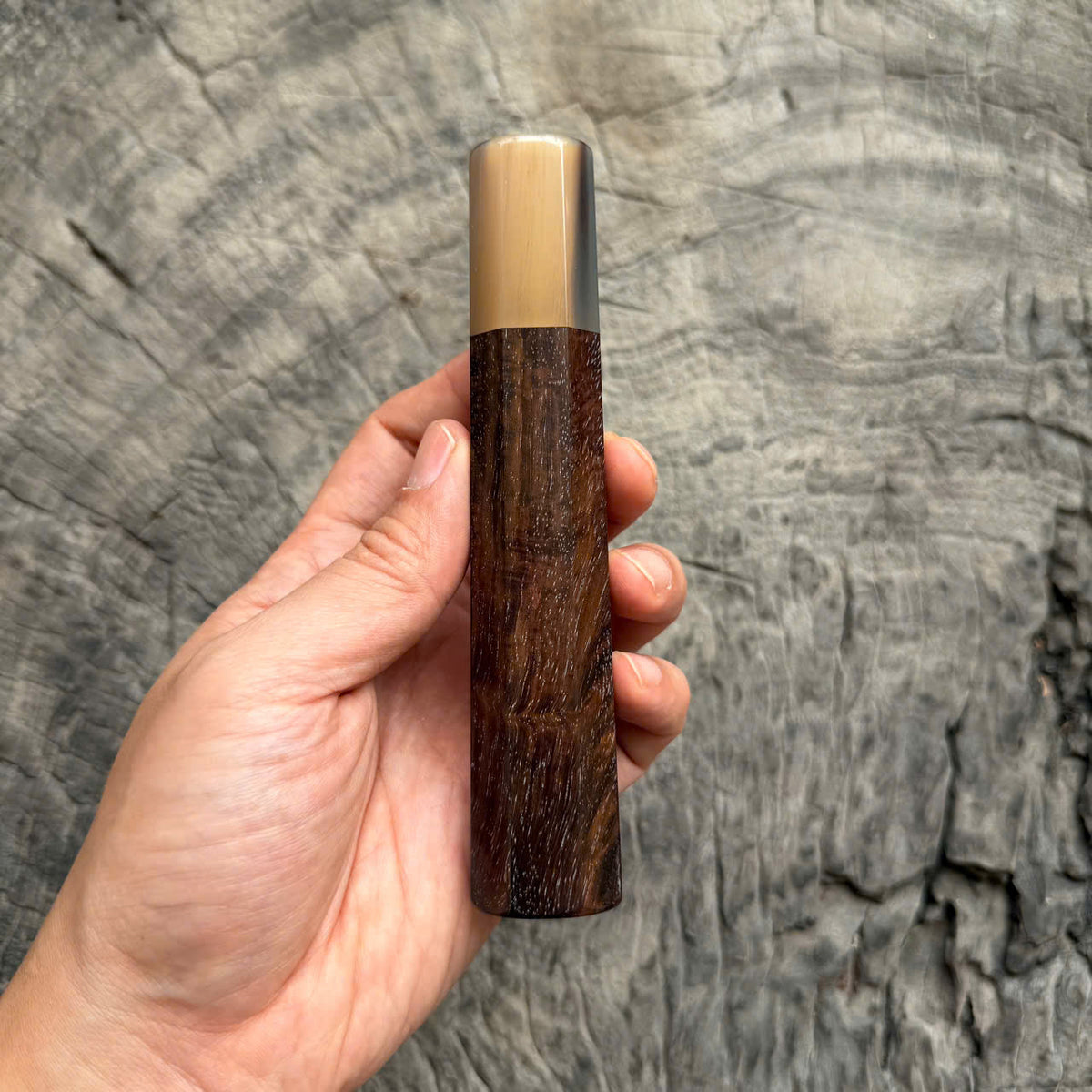 I - Cool Quilted Dark Siamese Rosewood  Wa handle, Marble horn ferrule, 140mm