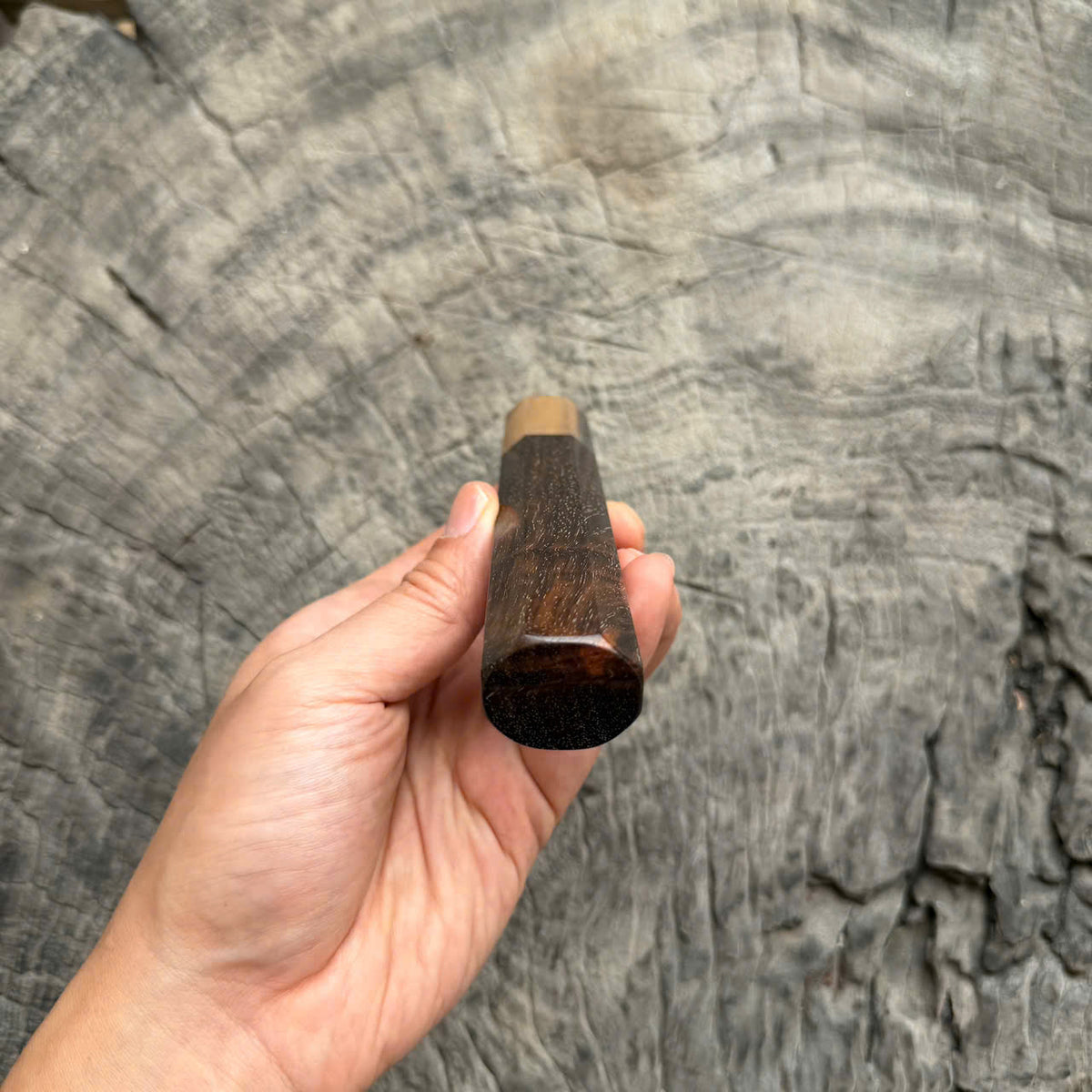 I - Cool Quilted Dark Siamese Rosewood  Wa handle, Marble horn ferrule, 140mm