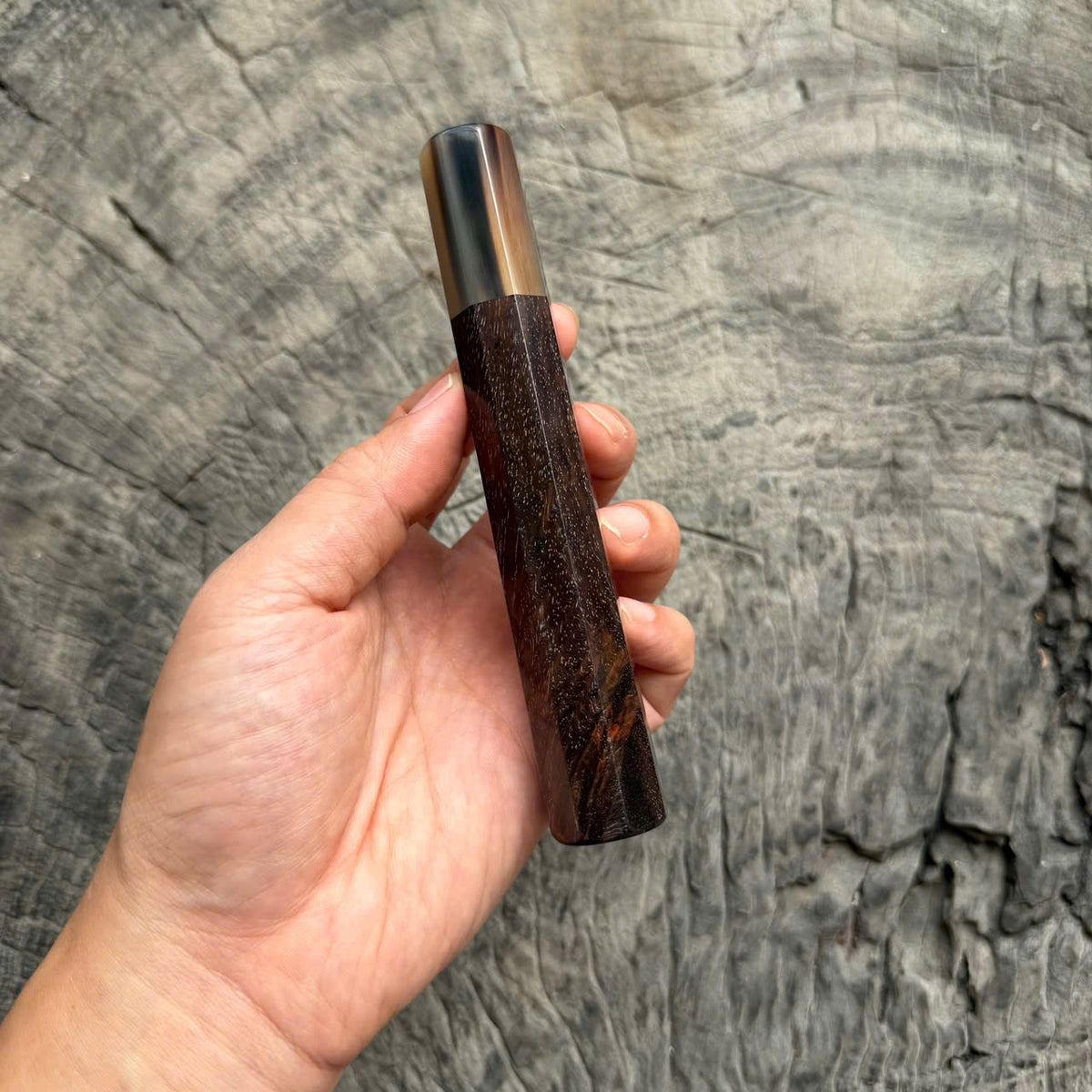 I - Cool Quilted Dark Siamese Rosewood  Wa handle, Marble horn ferrule, 140mm