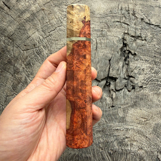 I - Super Two Tone Amboyna Burl Wa handle, Nickel Spacer - 145 mm