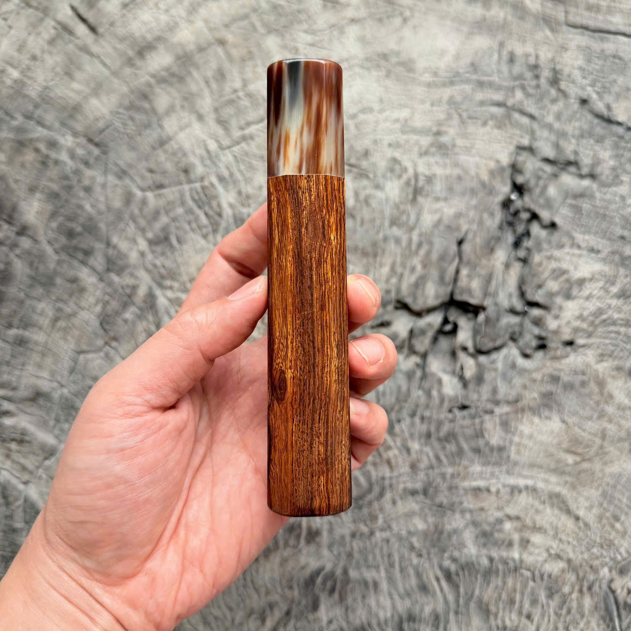 I -7 Desert ironwood Wa handle, Red marble horn ferrule,  145 mm handle