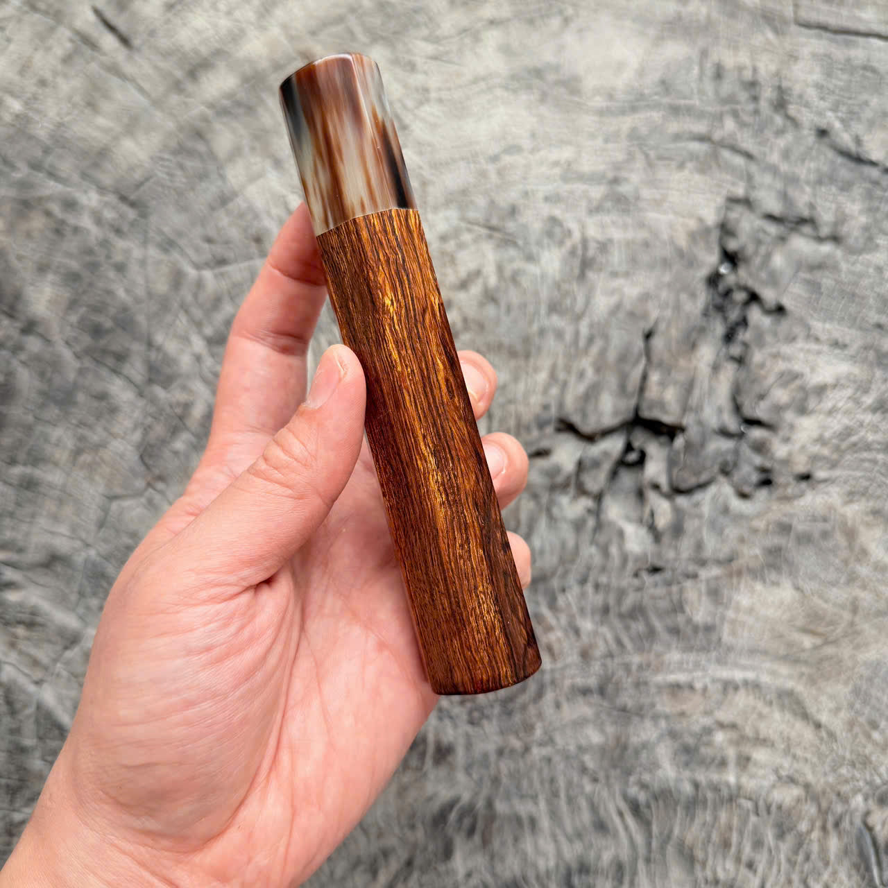 I -7 Desert ironwood Wa handle, Red marble horn ferrule,  145 mm handle