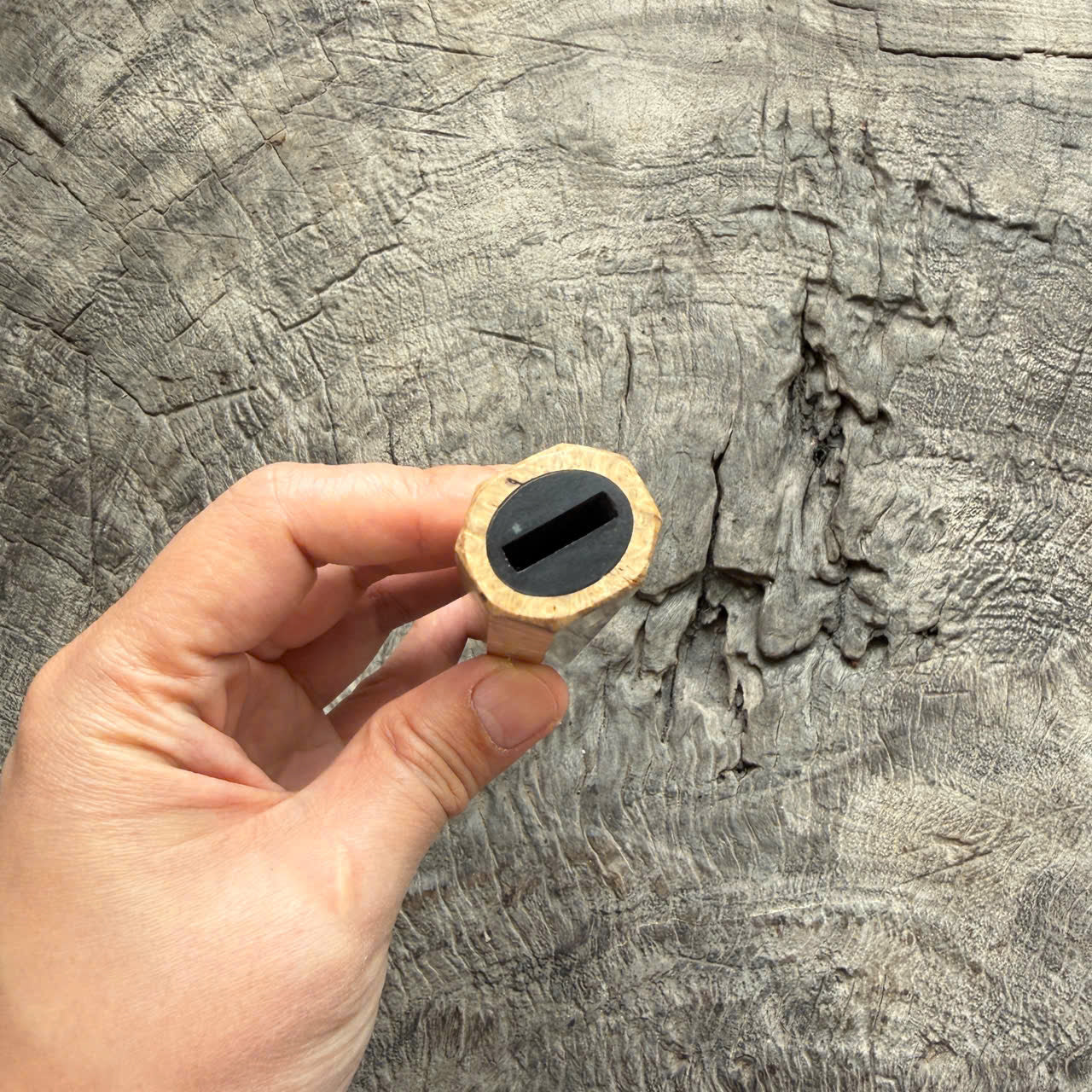 I - Super Two Tone Amboyna Burl Wa handle, Nickel Spacer - 145 mm