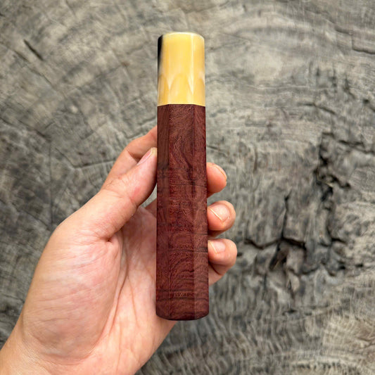 I - 7 Purple Curly Rosewood Wa handle, White horn ferrule, 145 mm handle