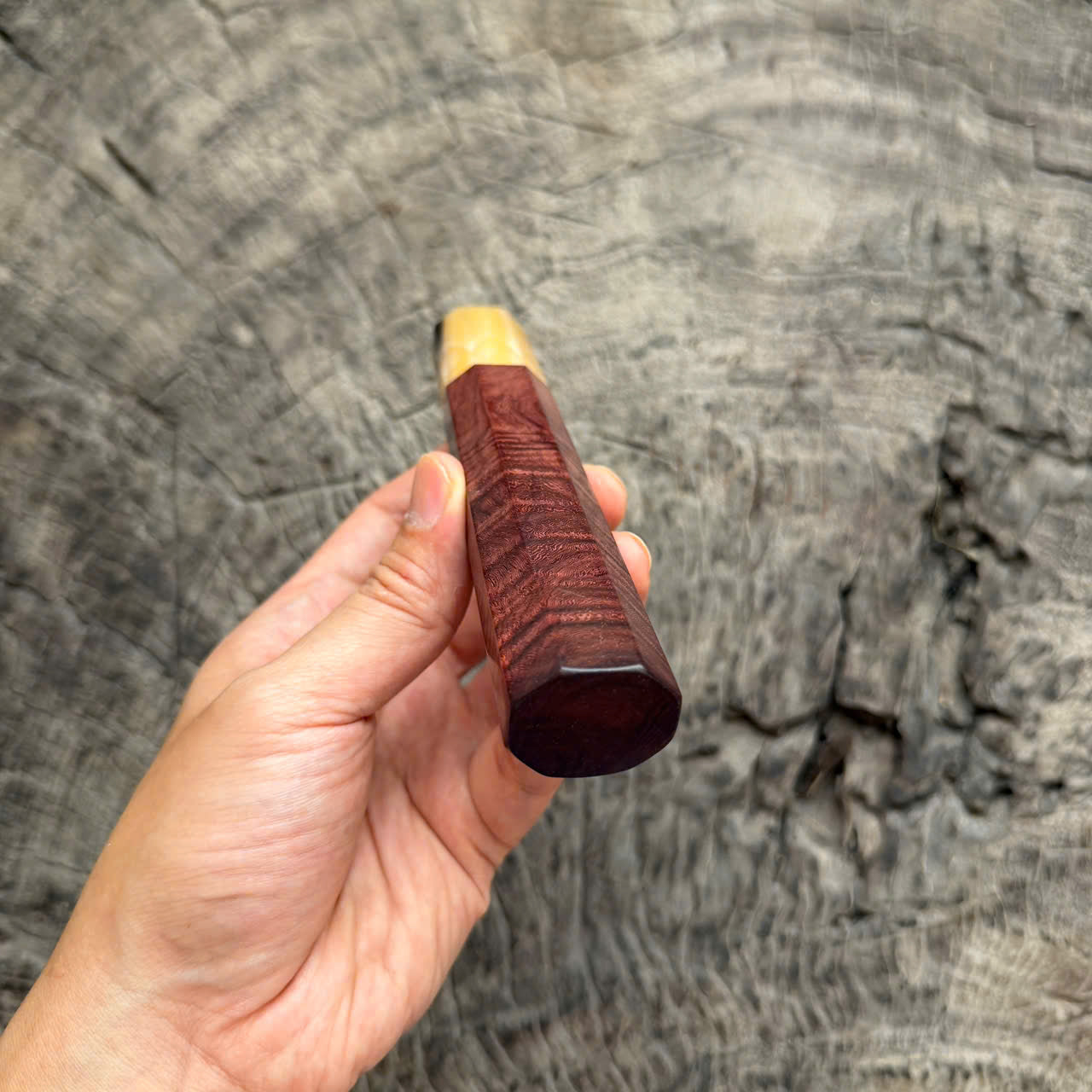 I - 7 Purple Curly Rosewood Wa handle, White horn ferrule, 145 mm handle