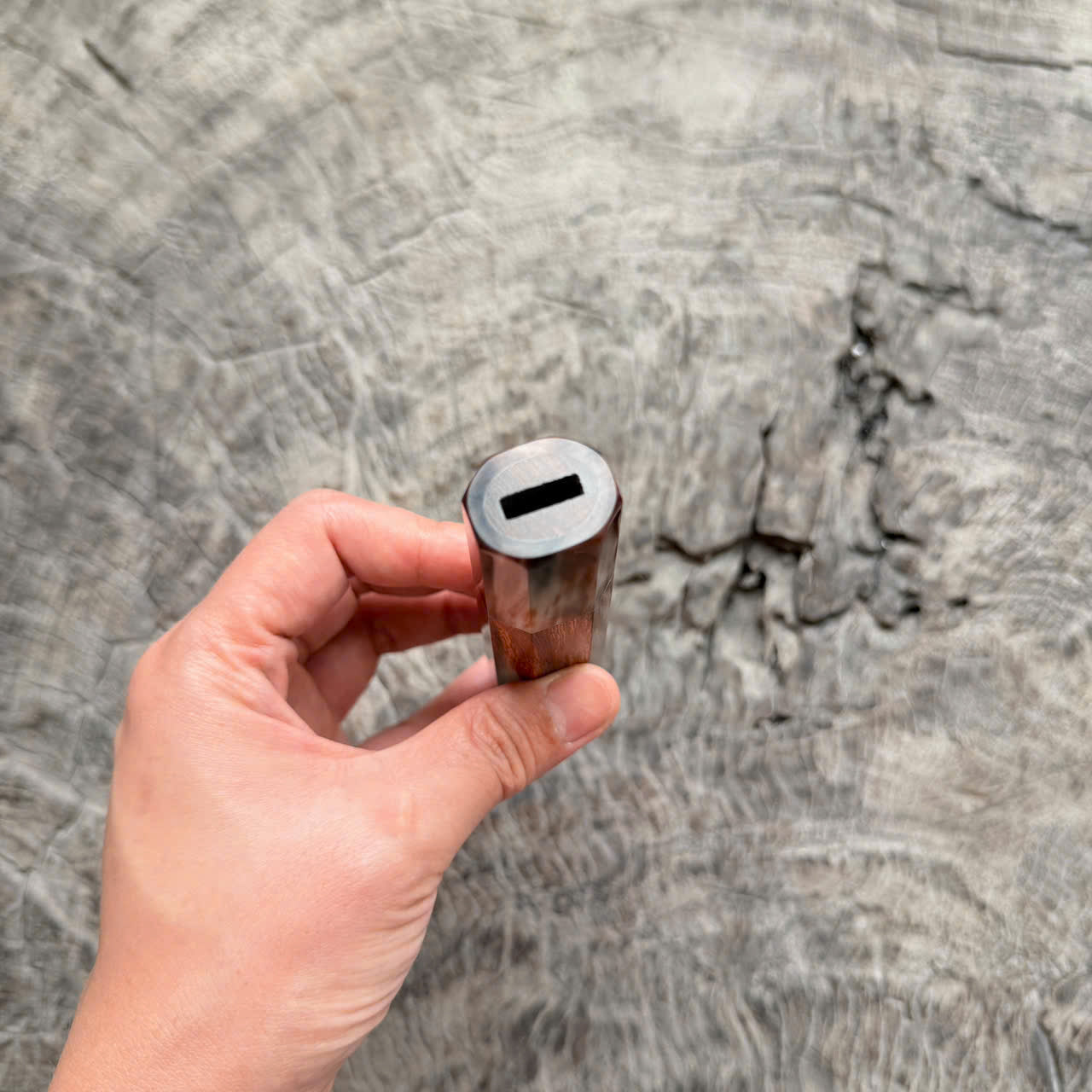 I -7 Desert ironwood Wa handle, Red marble horn ferrule,  145 mm handle