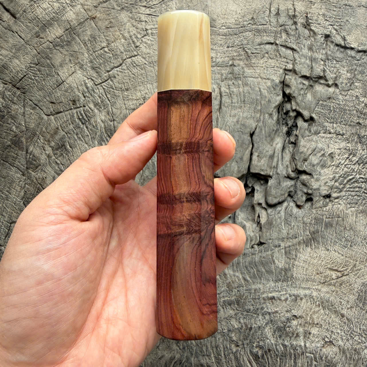 I -5 Burl Purple Rosewood Wa handle, Marble Horn Ferrule - 145 mm