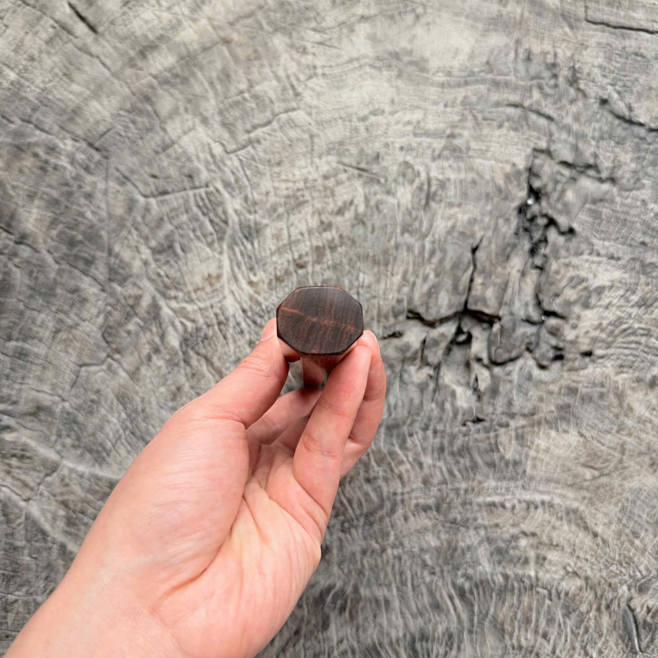 I -7 Desert ironwood Wa handle, Red marble horn ferrule,  145 mm handle