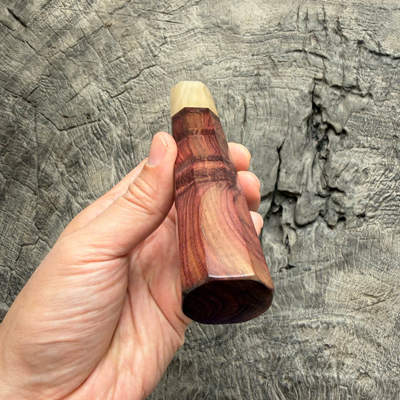 I -5 Burl Purple Rosewood Wa handle, Marble Horn Ferrule - 145 mm