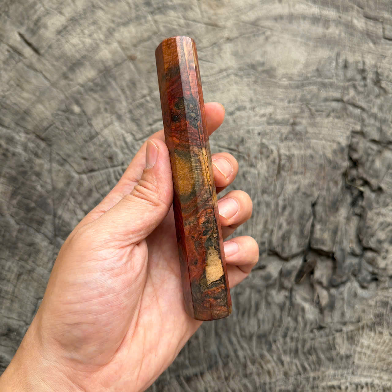 I- Multicolored Siamese Rosewood Burl Wa handle, Mono,  135mm