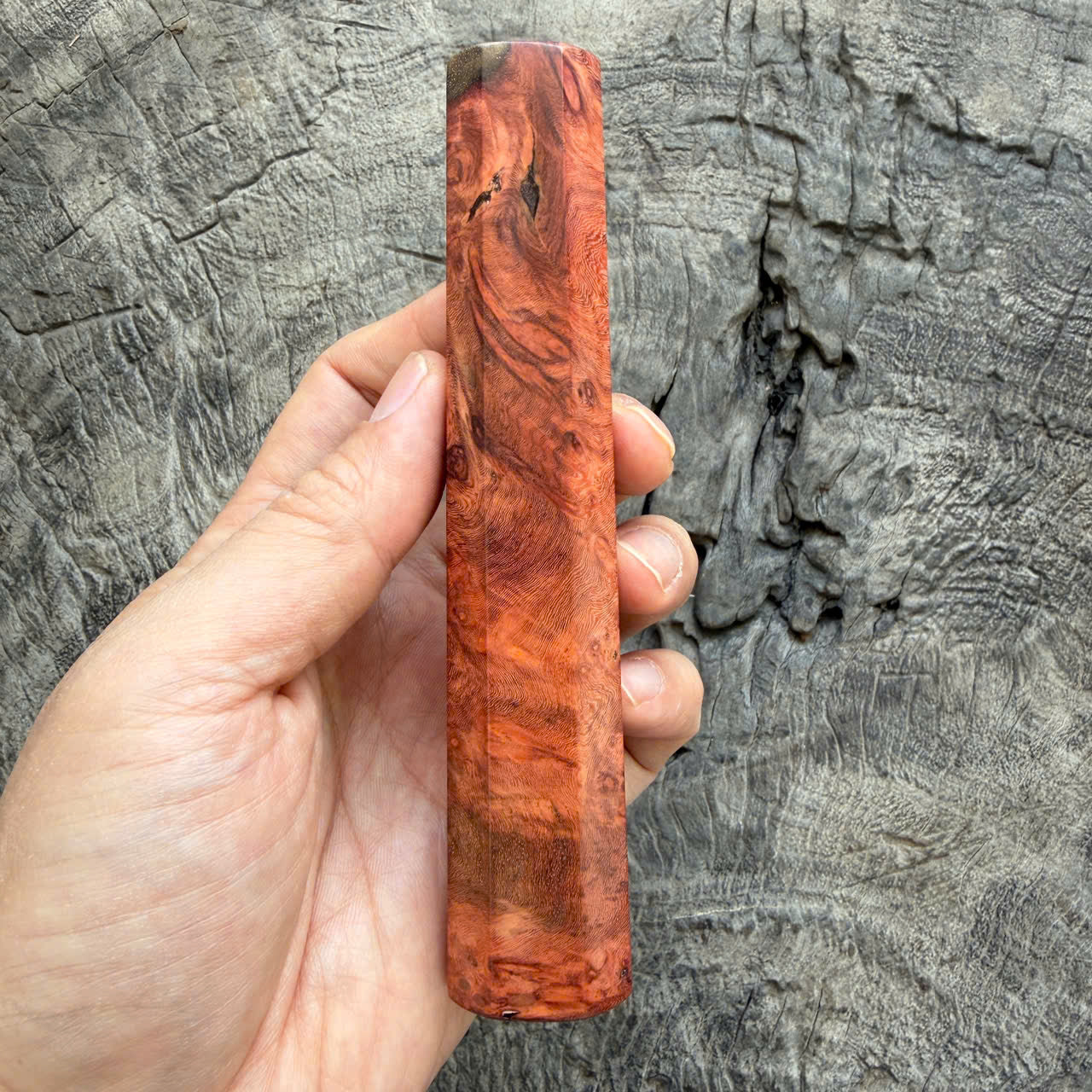 I - 5 Cool Red Amboyna Burl Wa Handle, Mono - 140mm