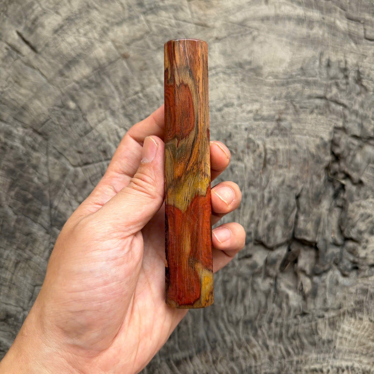 I- Multicolored Siamese Rosewood Burl Wa handle, Mono,  135mm