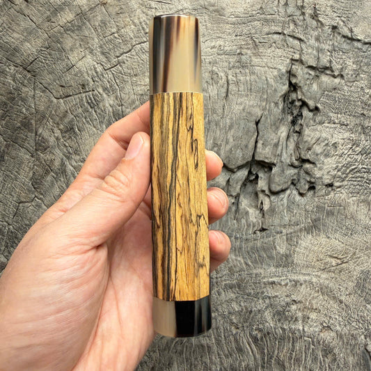 I - 10 Black White Ebony Wa handle, Marbel horn ferrule endcap - 145 mm