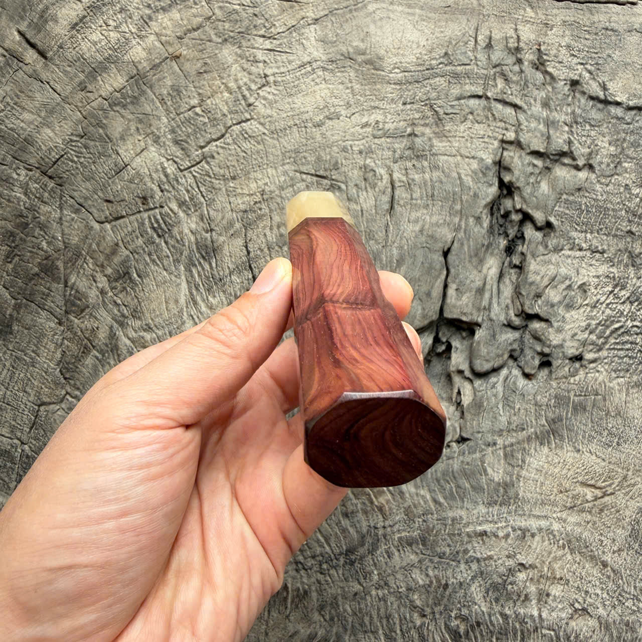 I -5 Burl Purple Rosewood Wa handle, Marble Horn Ferrule - 145 mm