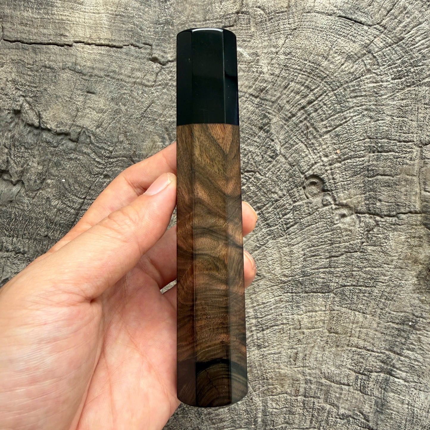 I - 22 Ebony wood wa handle, Black horn ferrule - 140mm