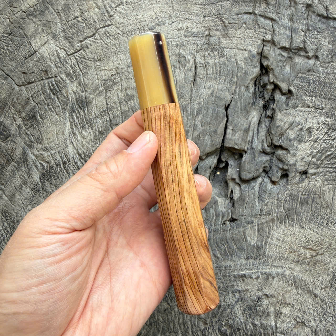 I - 17 Japanese Tamamoku Cedar  Wa handle, Dark Marble Horn Ferrule - 140mm
