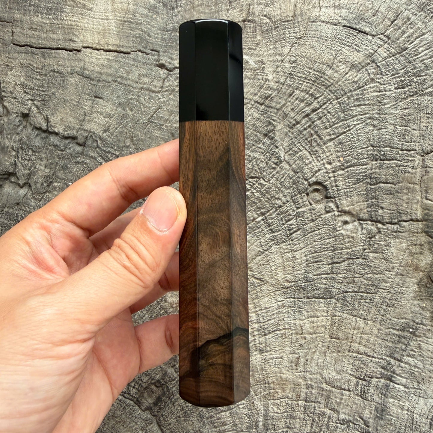 I - 22 Ebony wood wa handle, Black horn ferrule - 140mm