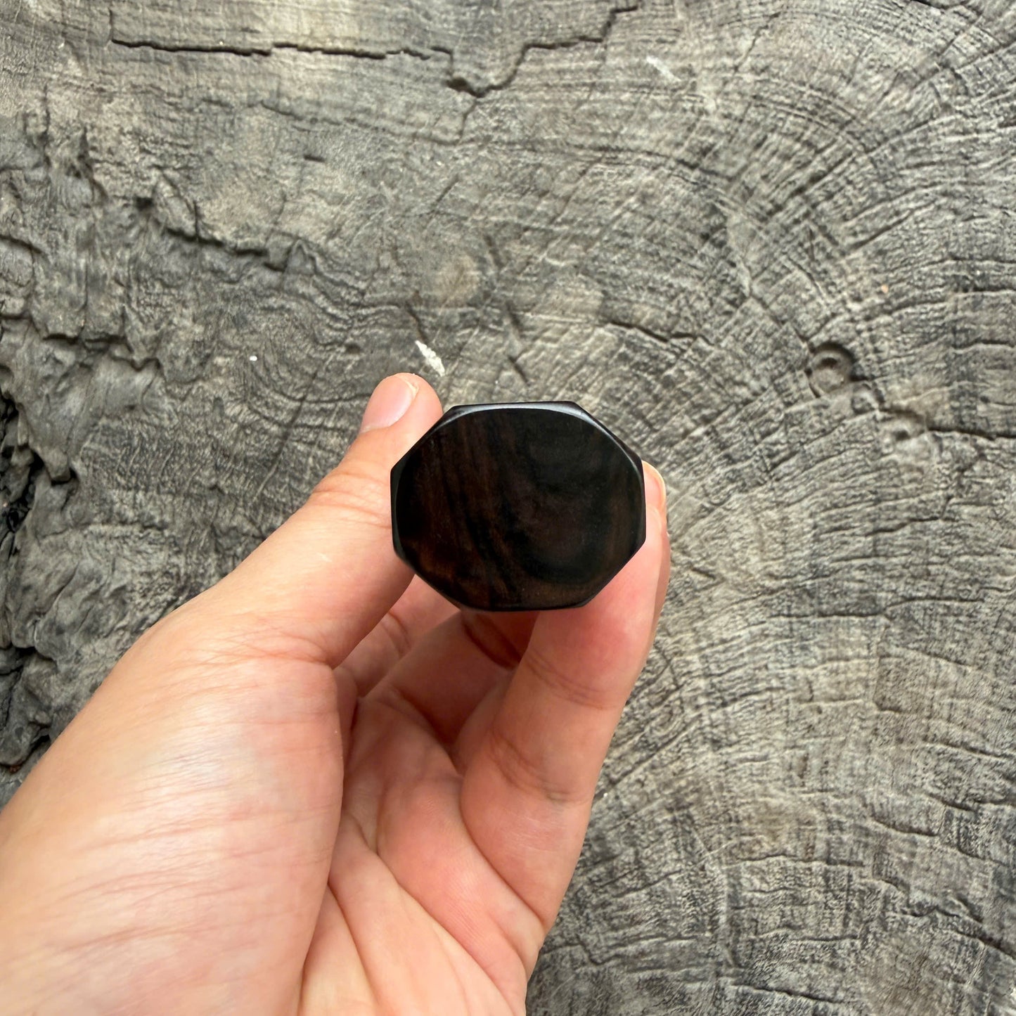 I - 22 Ebony wood wa handle, Black horn ferrule - 140mm