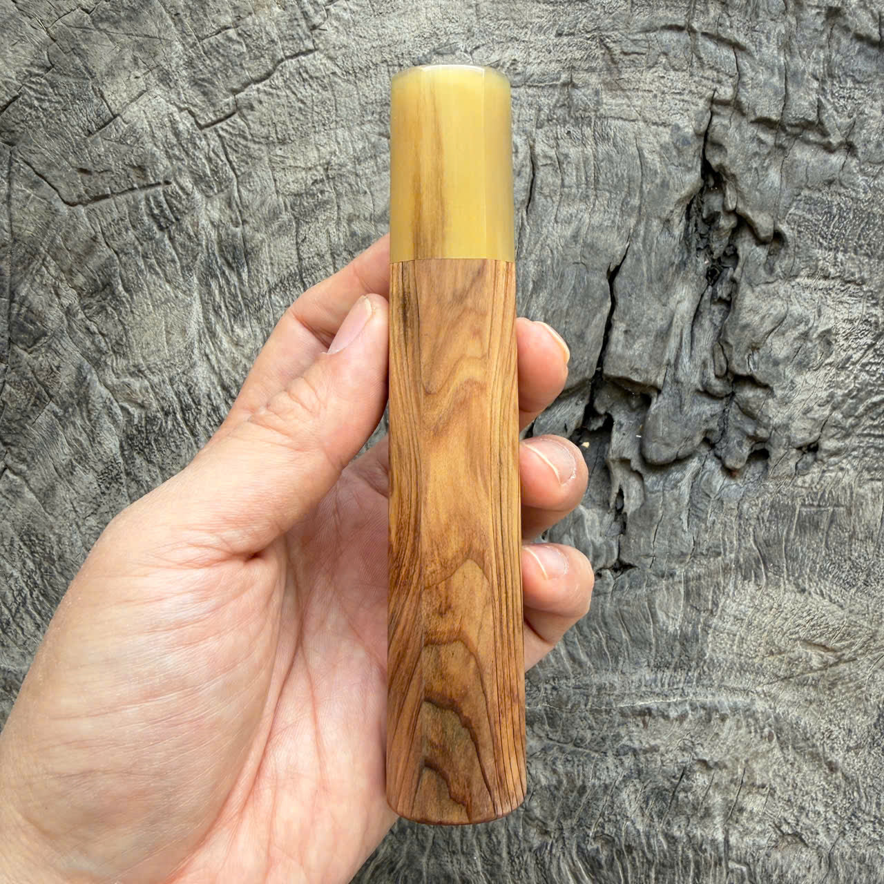 I - 17 Japanese Tamamoku Cedar  Wa handle, Dark Marble Horn Ferrule - 140mm