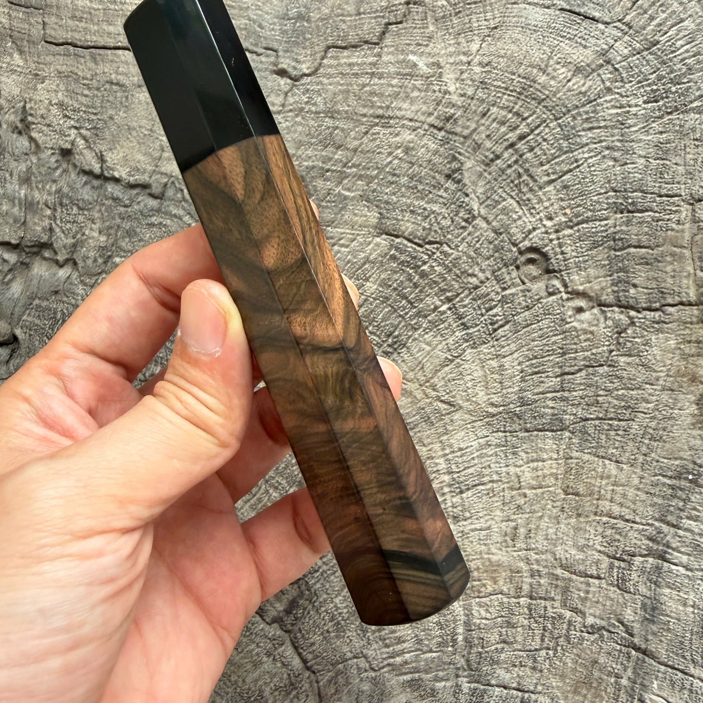 I - 22 Ebony wood wa handle, Black horn ferrule - 140mm