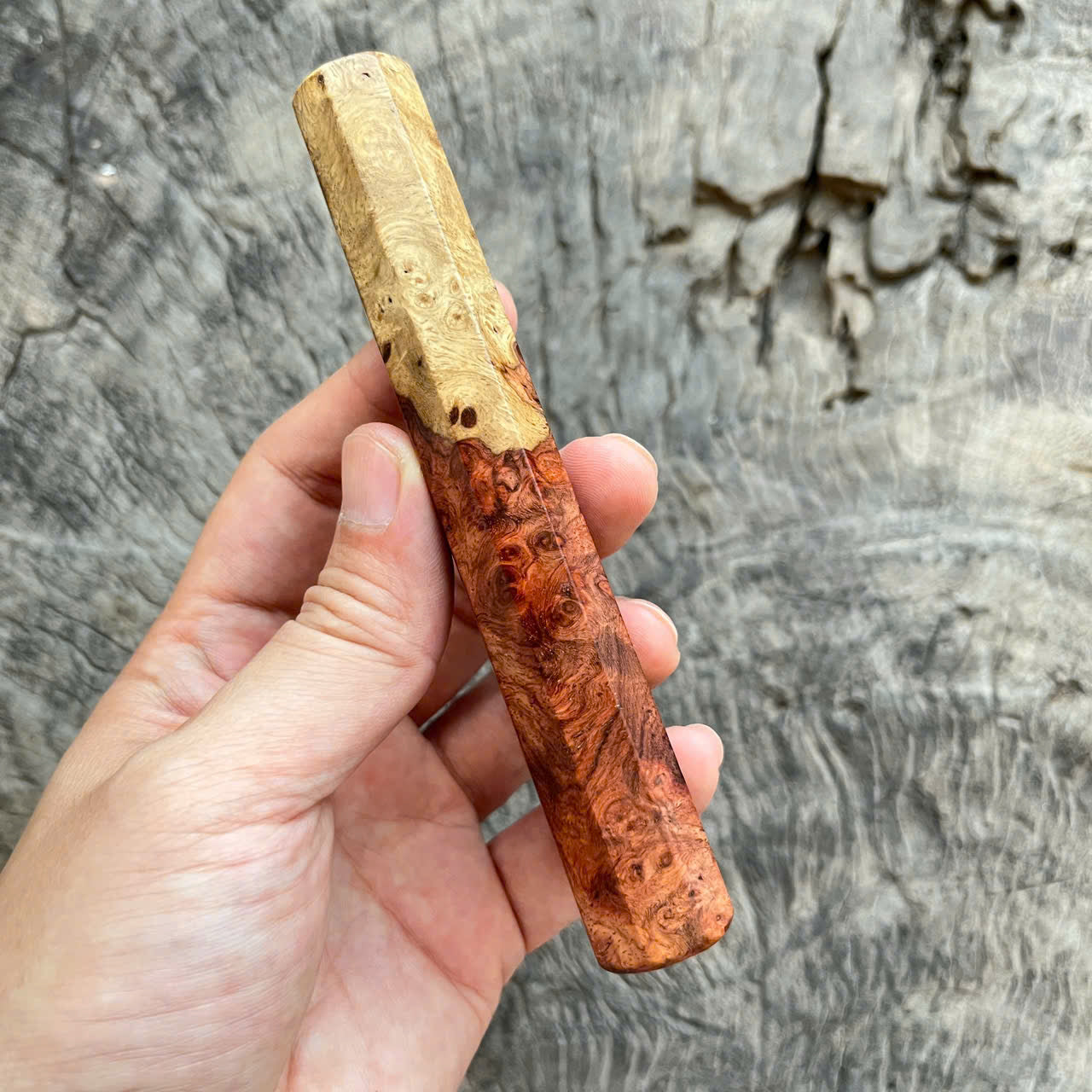 I- 6 Two tone Amboyna Burl Wa handle, Mono, 135 mm