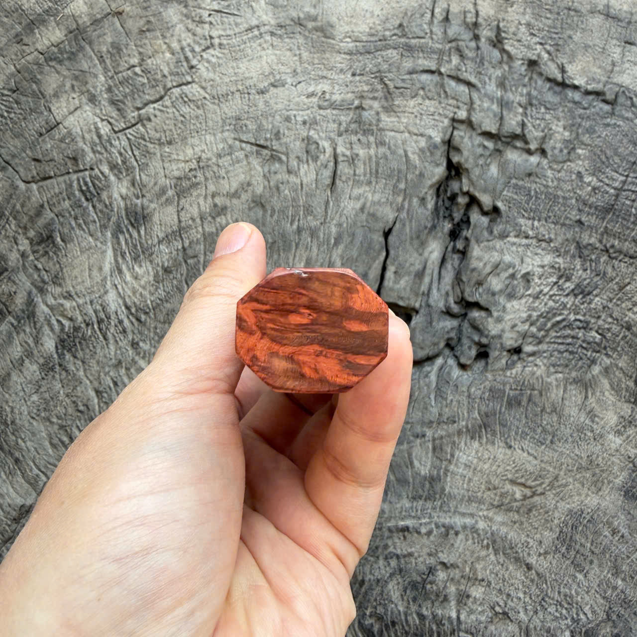 I - 5 Cool Red Amboyna Burl Wa Handle, Mono - 140mm