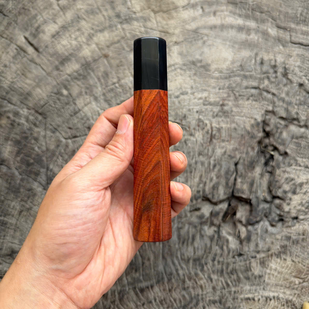 I - Curly Orange Siamese Rosewood  Wa handle, Black Horn Ferrule , 140mm handle