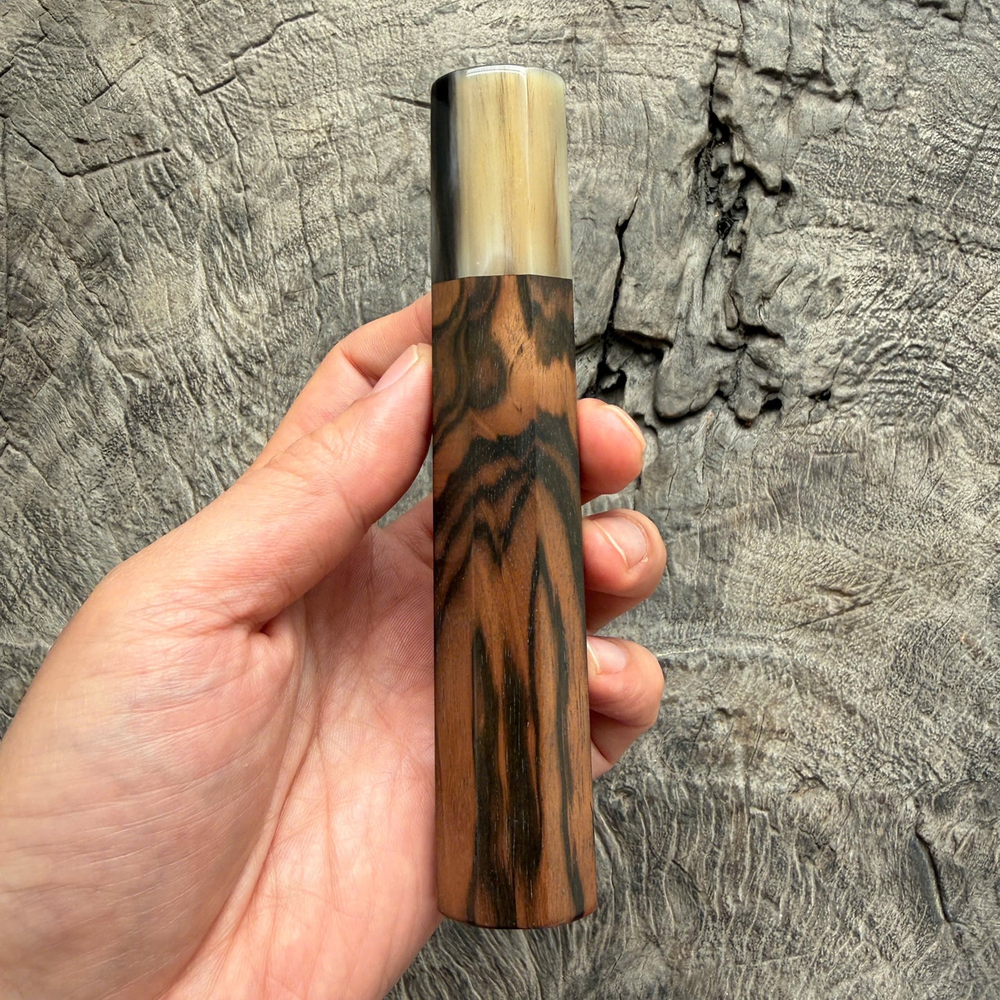 I - 1 Macassar ebony handle, Marble horn ferrule, Slim Shape -  140 mm